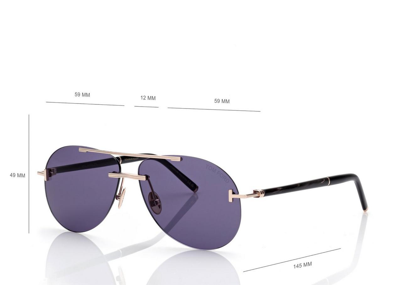 TOM FORD TITANIUM ROSE GOLD/BLUE NAVIGATOR TITANIUM SUNGLASSES