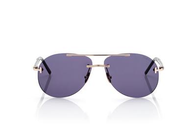 TOM FORD TITANIUM SHINY ROSE GOLD / BLUE NAVIGATOR TITANIUM SUNGLASSES