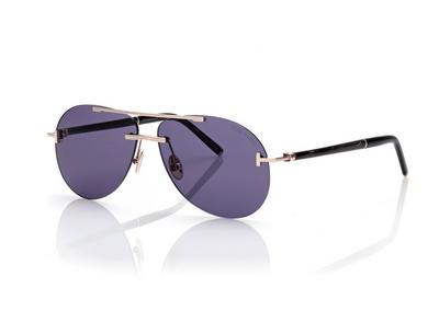 TOM FORD TITANIUM SHINY ROSE GOLD / BLUE NAVIGATOR TITANIUM SUNGLASSES