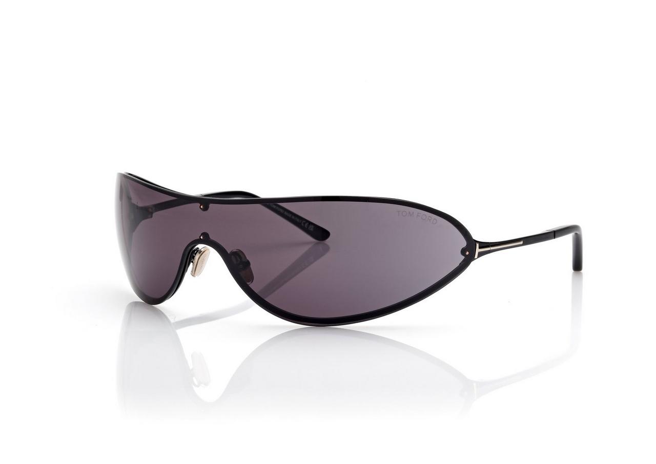 TOM FORD OM SHINY BLACK  / SMOKE BRADY  SUNGLASSES
