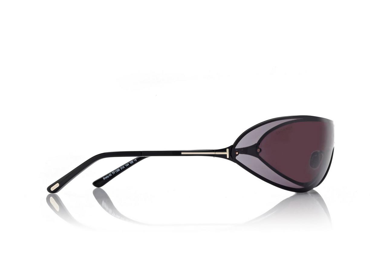 TOM FORD OM SHINY BLACK  / SMOKE BRADY  SUNGLASSES