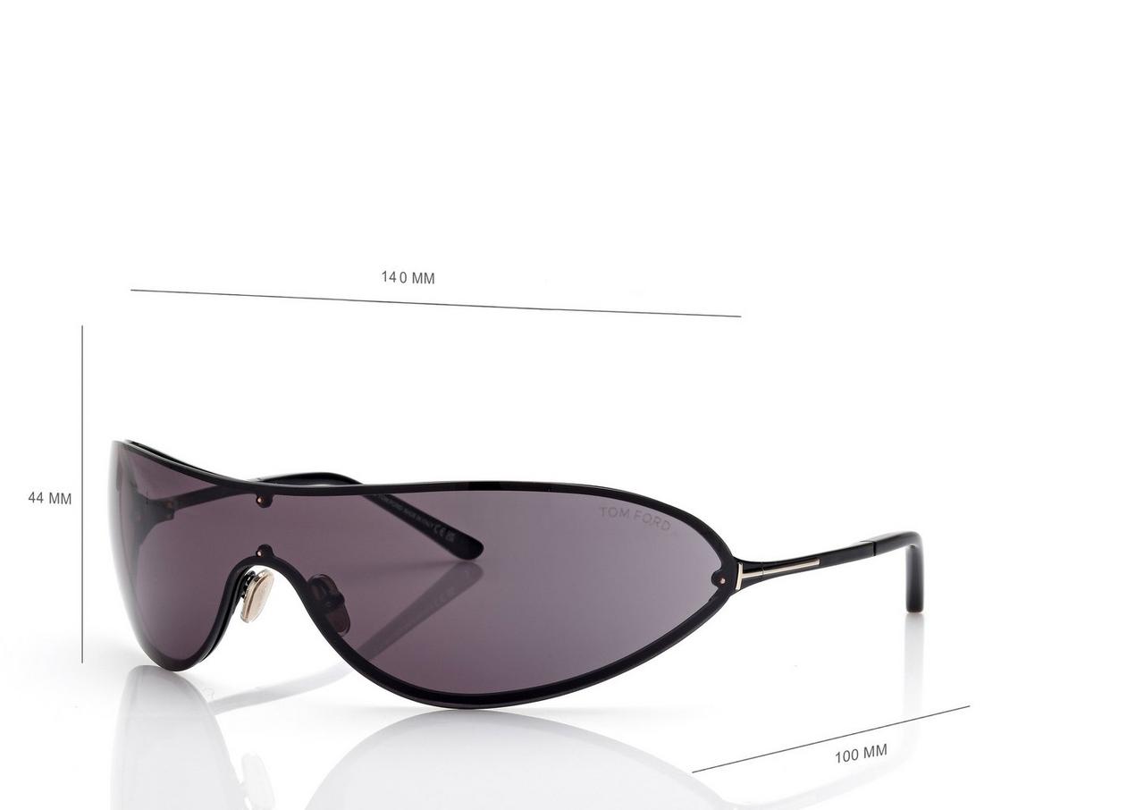 TOM FORD OM SHINY BLACK  / SMOKE BRADY  SUNGLASSES