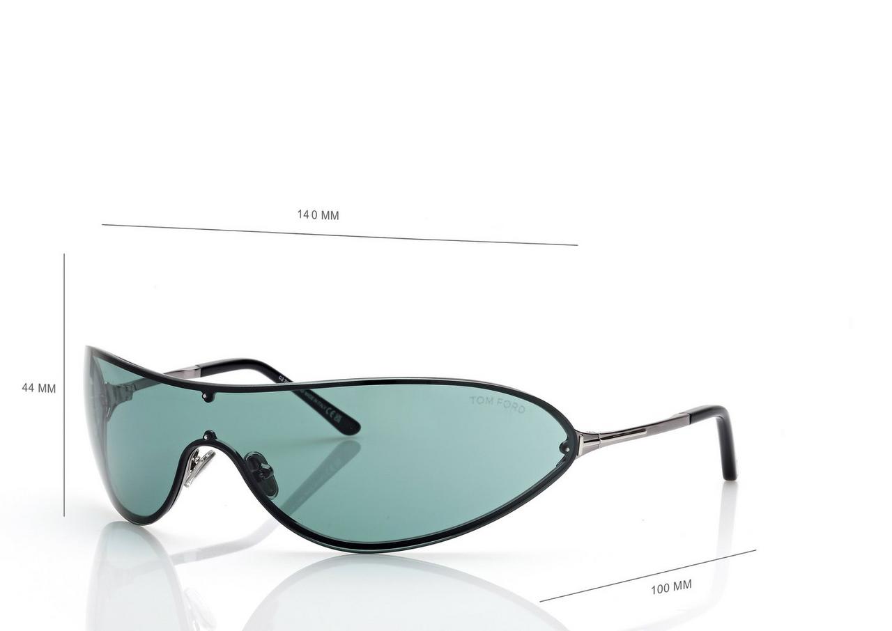 TOM FORD OM SHINY DARK RUTHENIUM / GREEN BRADY  SUNGLASSES