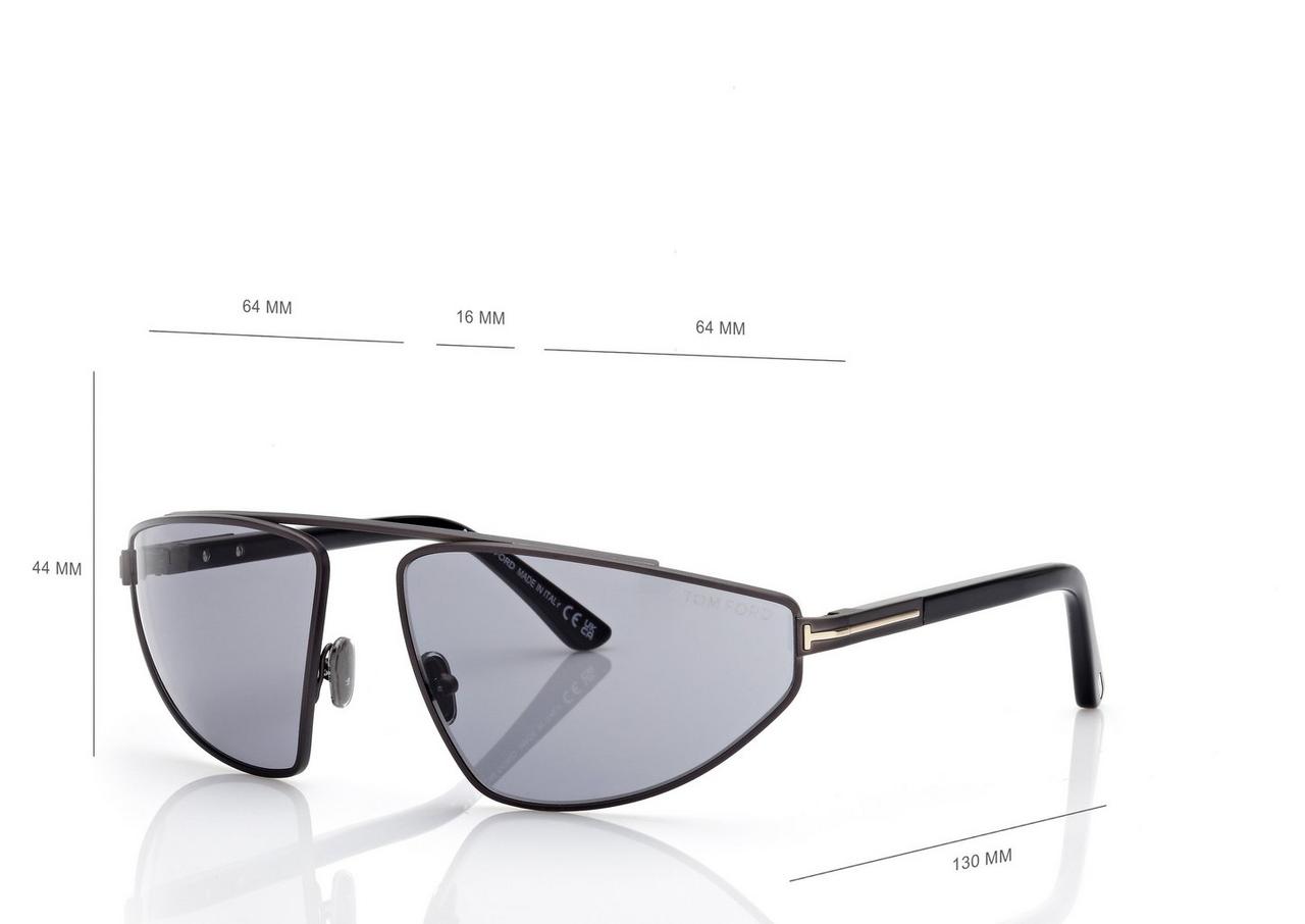 TOM FORD OM MATTE DARK RUTHENIUM / SMOKE PARKER SUNGLASSES