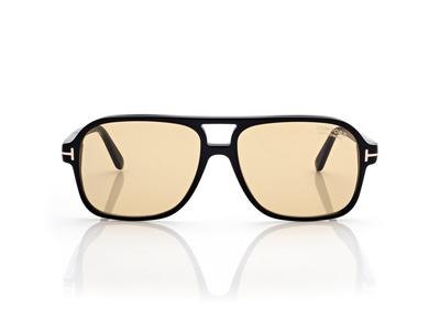 TOM FORD  SHINY BLACK / BROWN MADISON-02 SUNGLASSES