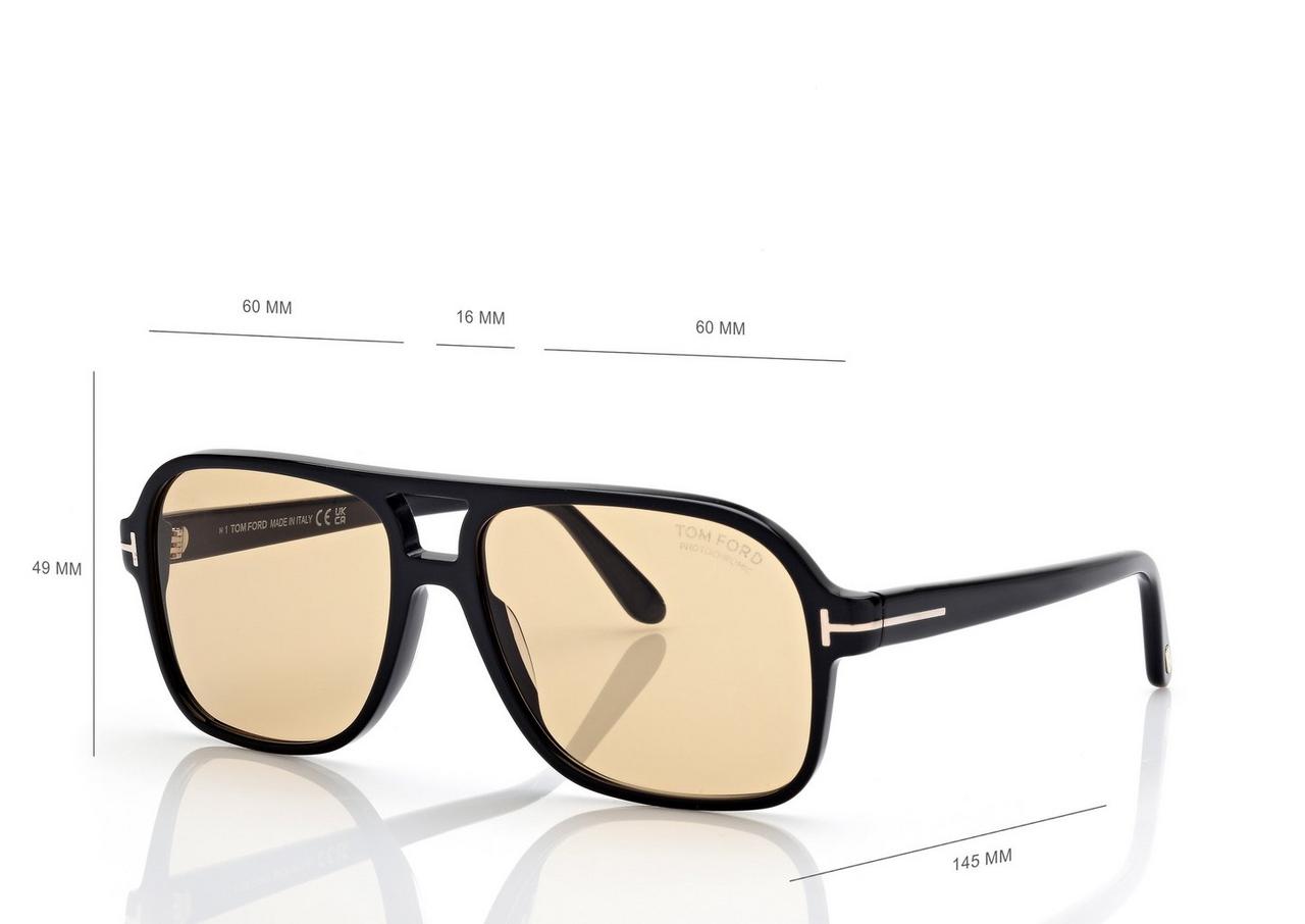 TOM FORD  SHINY BLACK / BROWN MADISON-02 SUNGLASSES