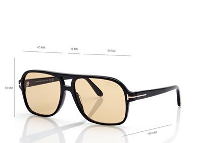 TOM FORD  SHINY BLACK / BROWN MADISON-02 SUNGLASSES