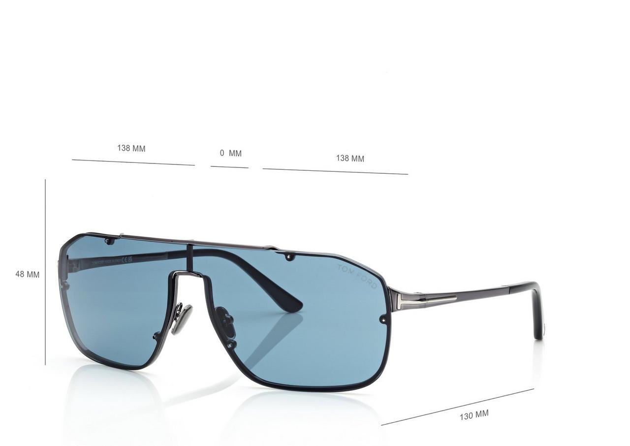 TOM FORD  GUNMETAL/BLUE ROCK-02 SUNGLASSES