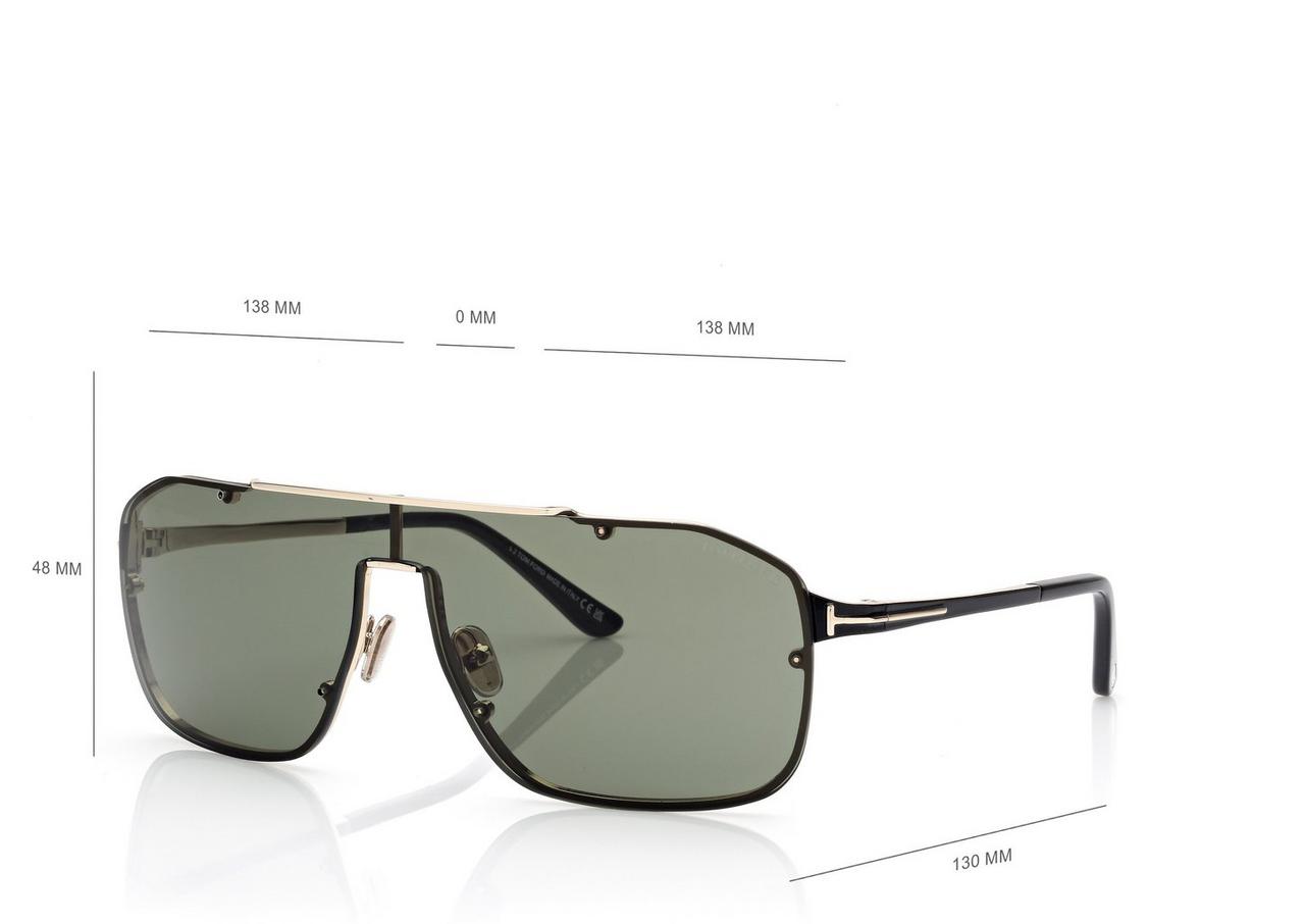 TOM FORD  GOLD/GREEN ROCK-02 SUNGLASSES