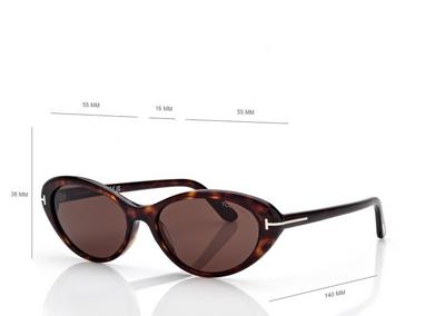 TOM FORD  DARK HAVANA CELINA-02 OVAL SUNGLASSES