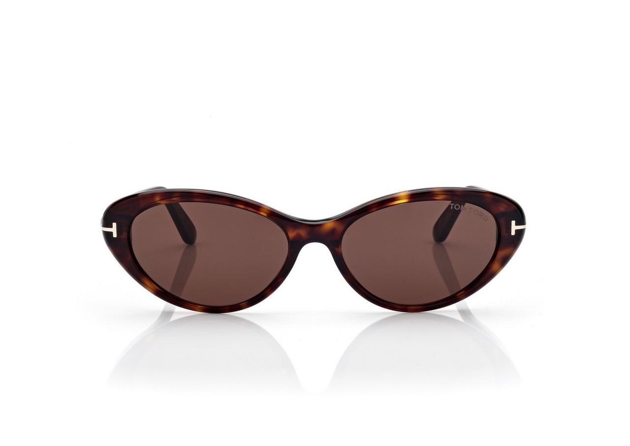 TOM FORD  DARK HAVANA CELINA-02 OVAL SUNGLASSES