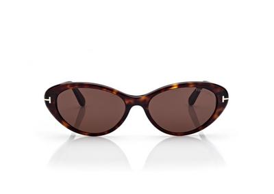 TOM FORD  DARK HAVANA CELINA-02 OVAL SUNGLASSES