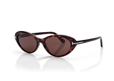 TOM FORD  DARK HAVANA CELINA-02 OVAL SUNGLASSES