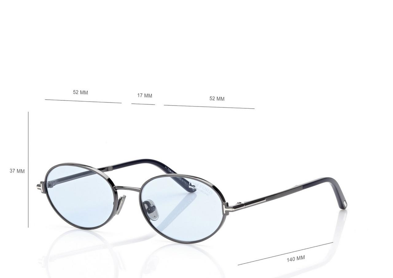 TOM FORD  GUNMETAL/BLUE GINA-02 SUNGLASSES