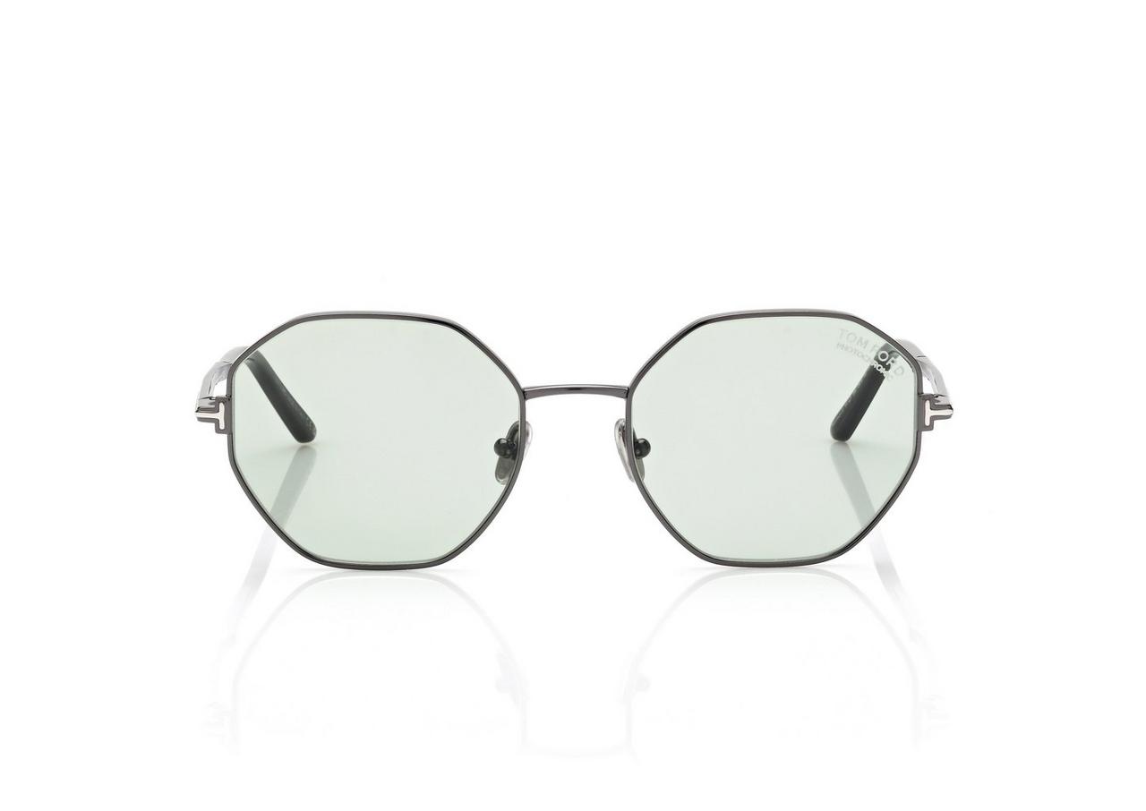 TOM FORD  SHINY GUNMETAL  / GREEN FRANCESCA-02 SUNGLASSES