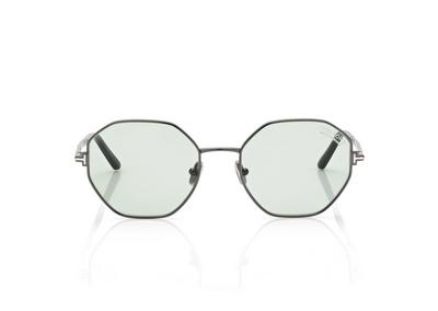 TOM FORD  SHINY GUNMETAL  / GREEN FRANCESCA-02 SUNGLASSES