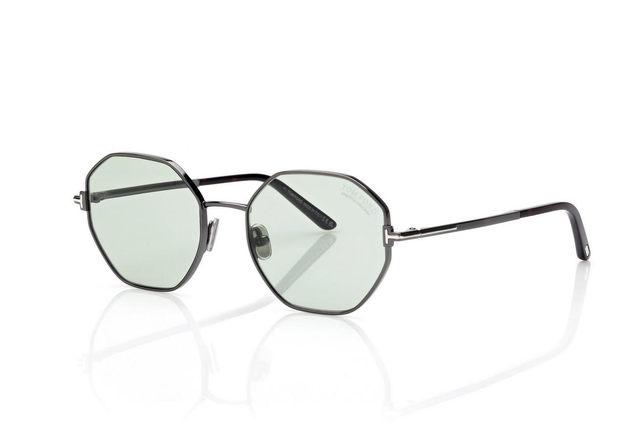 TOM FORD  SHINY GUNMETAL  / GREEN FRANCESCA-02 SUNGLASSES