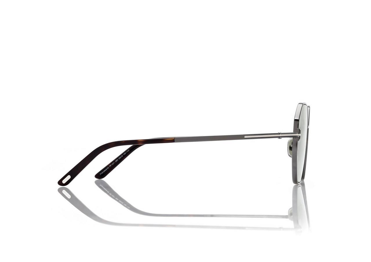 TOM FORD  SHINY GUNMETAL  / GREEN FRANCESCA-02 SUNGLASSES