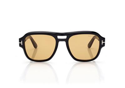 TOM FORD  SHINY BLACK / BROWN MASON-02 SUNGLASSES