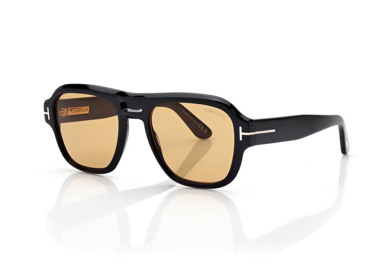 TOM FORD  SHINY BLACK / BROWN MASON-02 SUNGLASSES