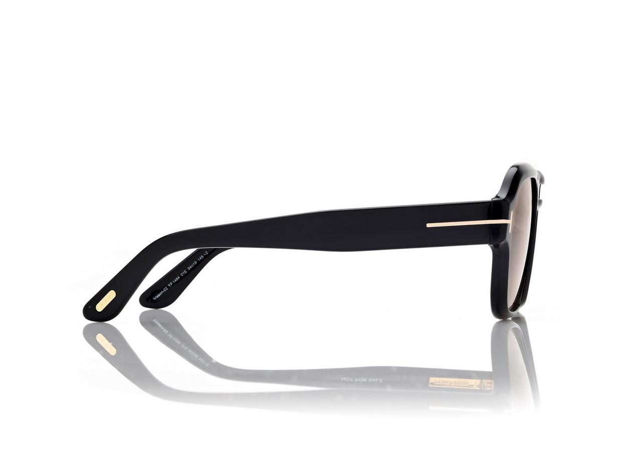 TOM FORD  SHINY BLACK / BROWN MASON-02 SUNGLASSES