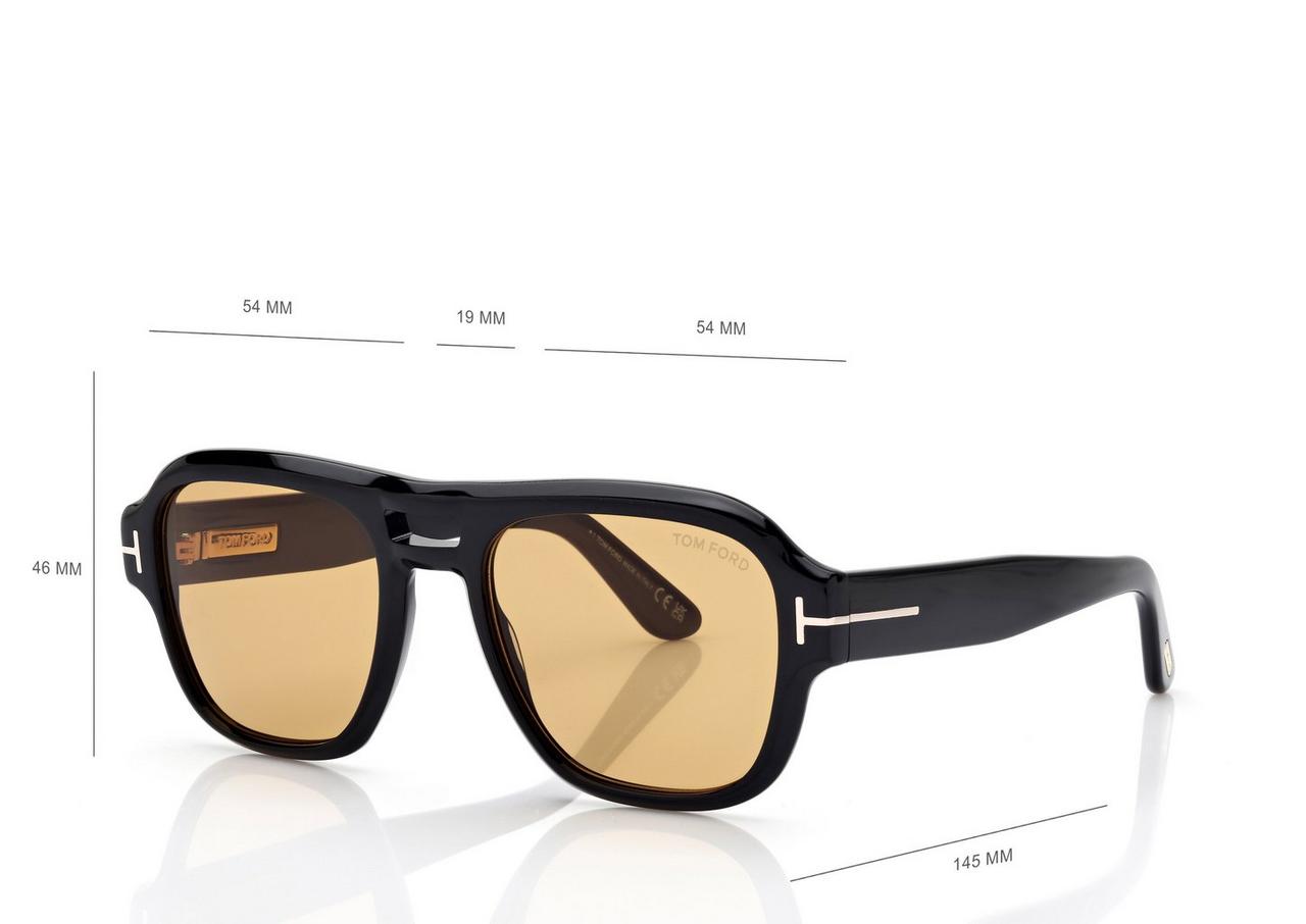 TOM FORD  SHINY BLACK / BROWN MASON-02 SUNGLASSES