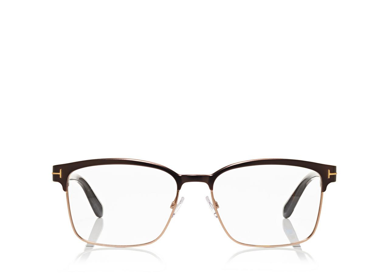 TOM FORD Metal BROWN SQUARE METAL OPTICAL FRAME