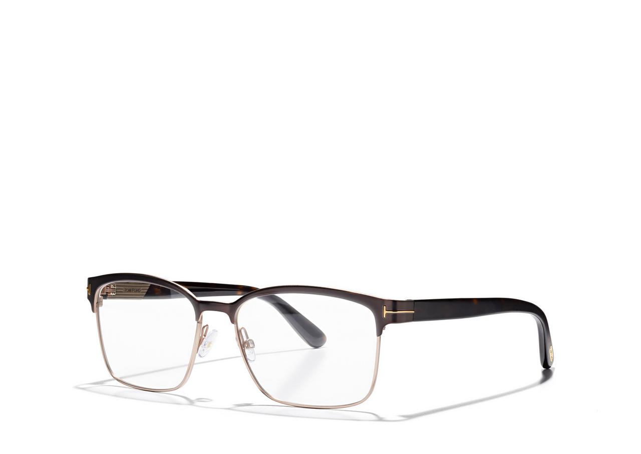 TOM FORD Metal BROWN SQUARE METAL OPTICAL FRAME