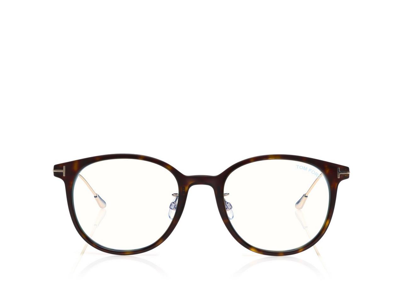 TOM FORD ACETATE DARK HAVANA BLUE BLOCK SOFT ROUND OPTICALS