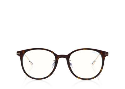 TOM FORD ACETATE DARK HAVANA BLUE BLOCK SOFT ROUND OPTICALS