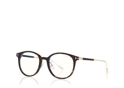 TOM FORD ACETATE DARK HAVANA BLUE BLOCK SOFT ROUND OPTICALS