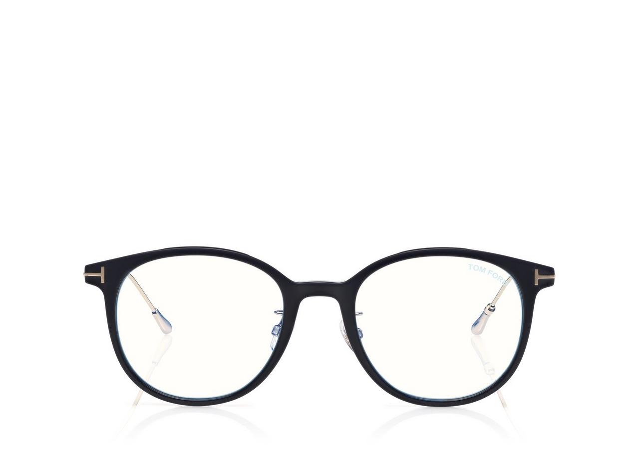 TOM FORD ACETATE BLUE BLUE BLOCK SOFT ROUND OPTICALS
