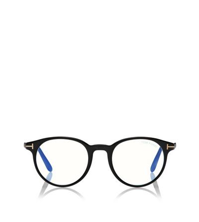 TOM FORD ACETATE BLACK BLUE BLOCK ROUND SHAPE OPTICALS