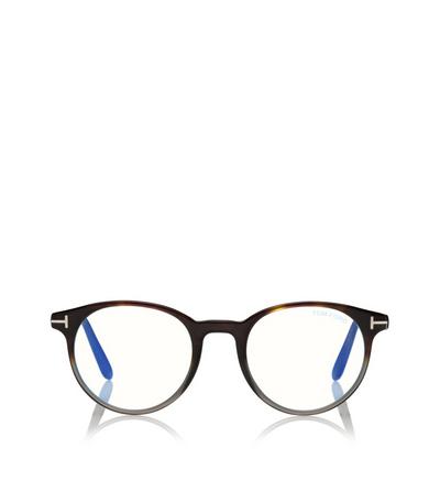 TOM FORD ACETATE STRIPED BLACK HAVANA BLUE BLOCK ROUND SHAPE OPTICALS