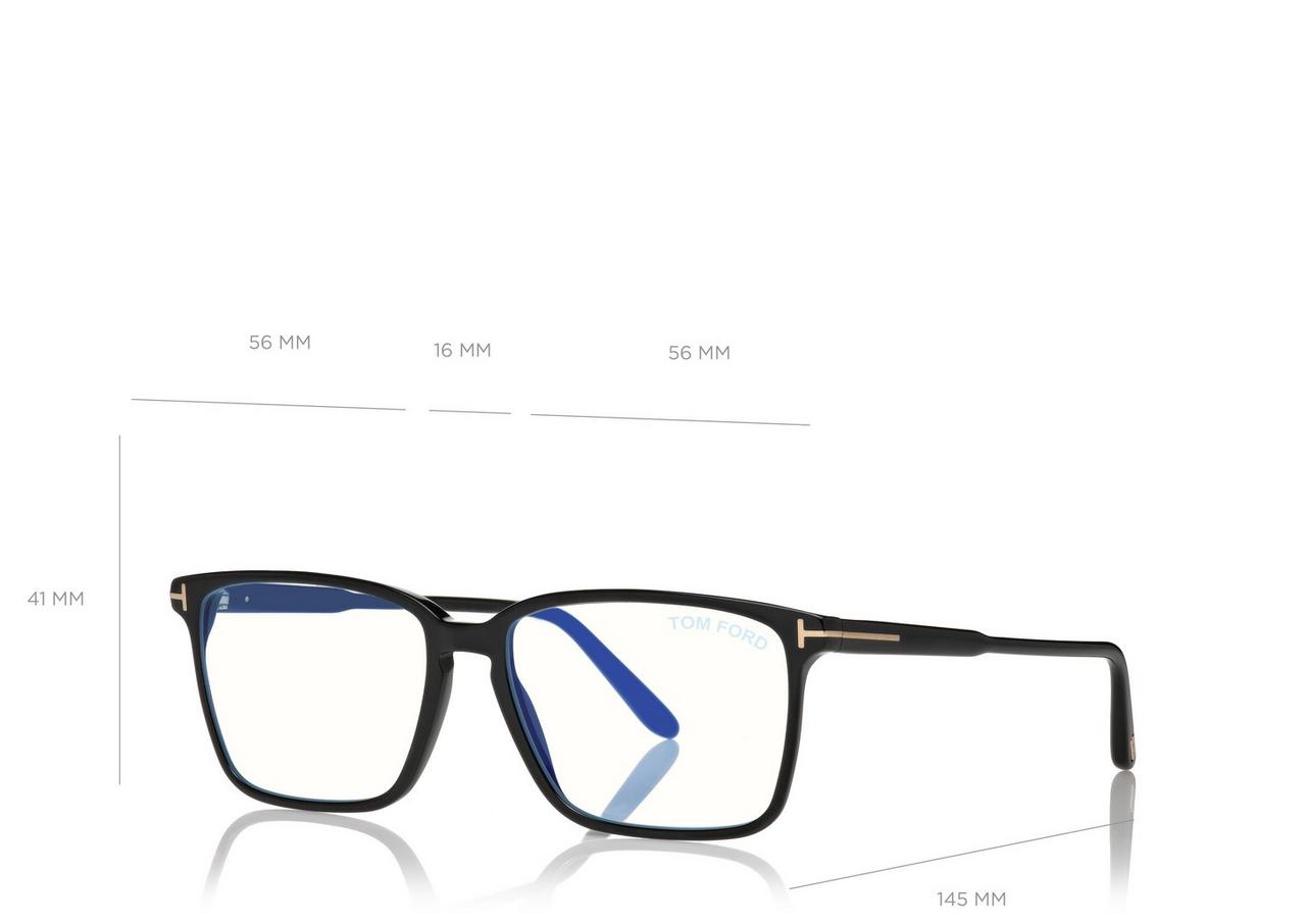 TOM FORD ACETATE BLACK BLUE BLOCK SOFT SQUARE SHAPE OPTICALS