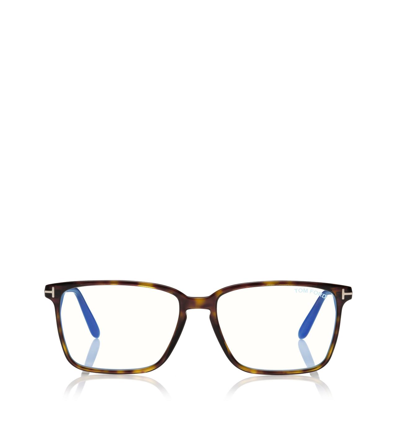 TOM FORD ACETATE DARK HAVANA BLUE BLOCK SOFT SQUARE SHAPE OPTICALS