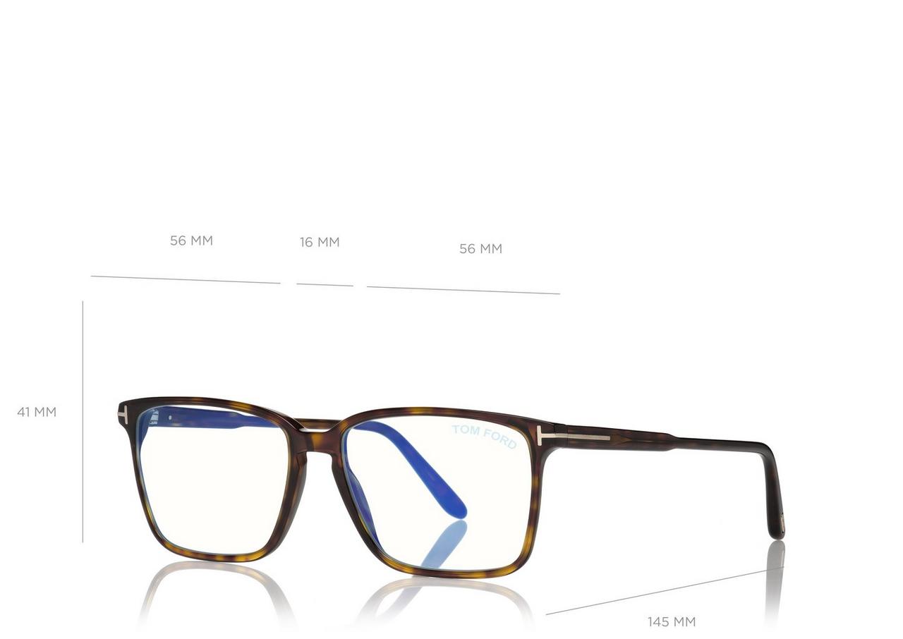 TOM FORD ACETATE DARK HAVANA BLUE BLOCK SOFT SQUARE SHAPE OPTICALS