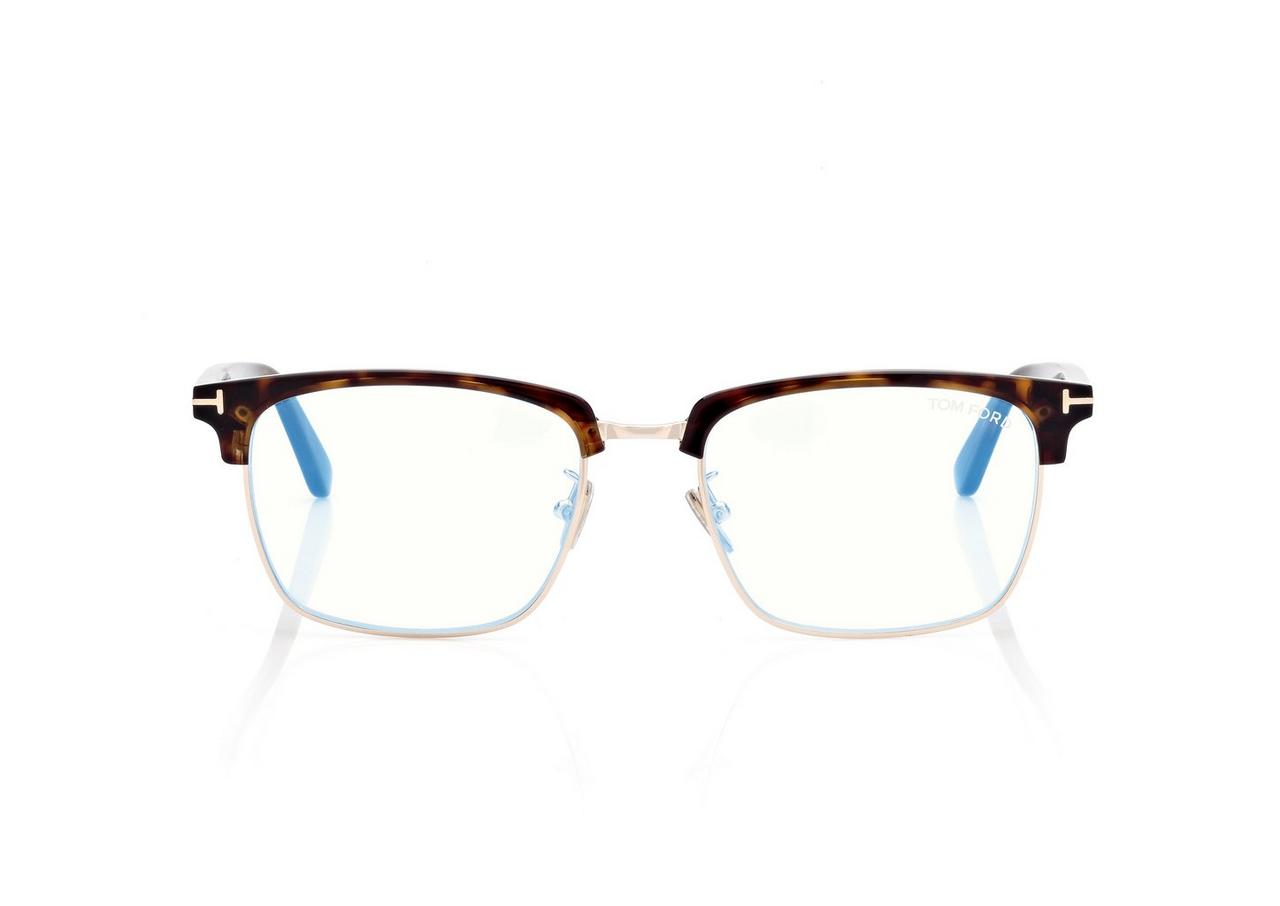 TOM FORD OM DARK HAVANA OCCHIALI DA VISTA BROWLINE CON FILTRO LUCE BLU