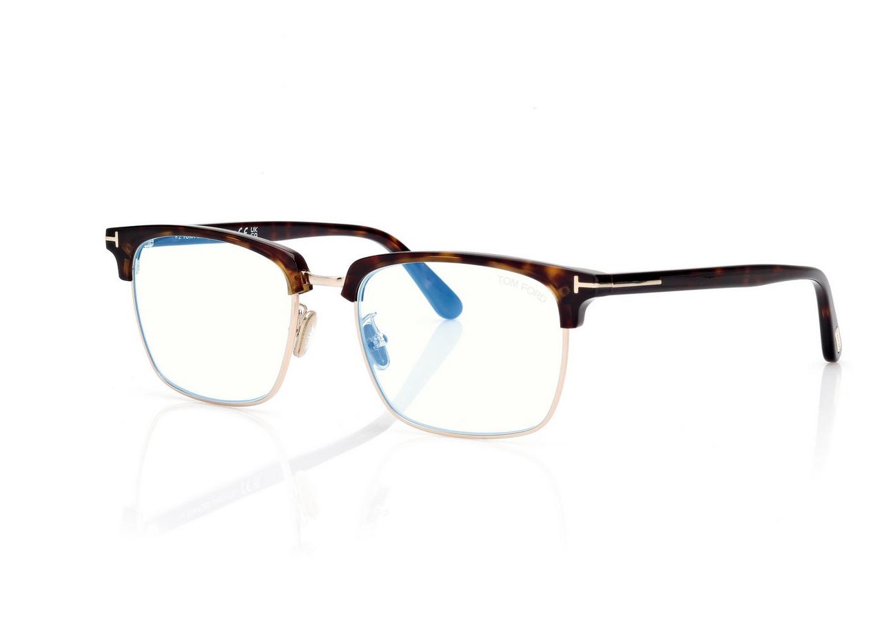 TOM FORD OM DARK HAVANA OCCHIALI DA VISTA BROWLINE CON FILTRO LUCE BLU