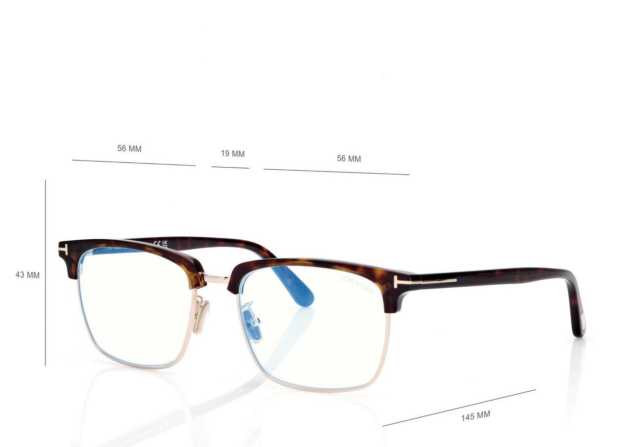TOM FORD OM DARK HAVANA OCCHIALI DA VISTA BROWLINE CON FILTRO LUCE BLU