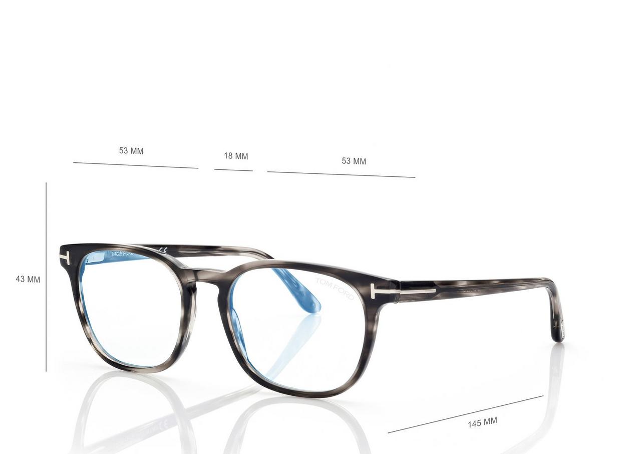 TOM FORD ACETATE GREY BLUE BLOCK ROUND OPTICALS