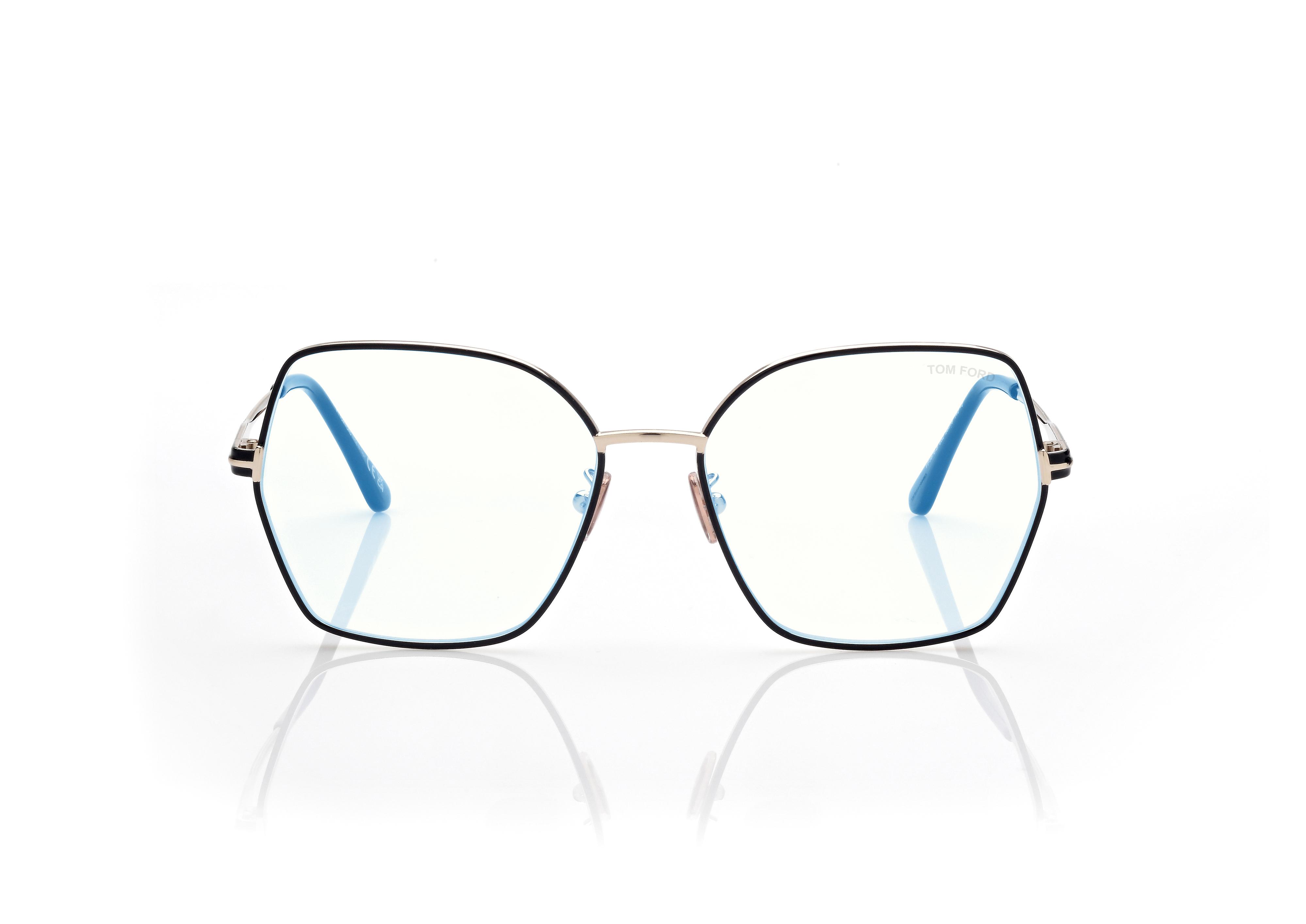 Tom Ford Woman Eyeglasses Ruthenium Blue Light Block Butterfly FT5876-B 014 NEW Tom Ford® FT5876-B Butterfly Eyeglasses - EuroOptica main image 2