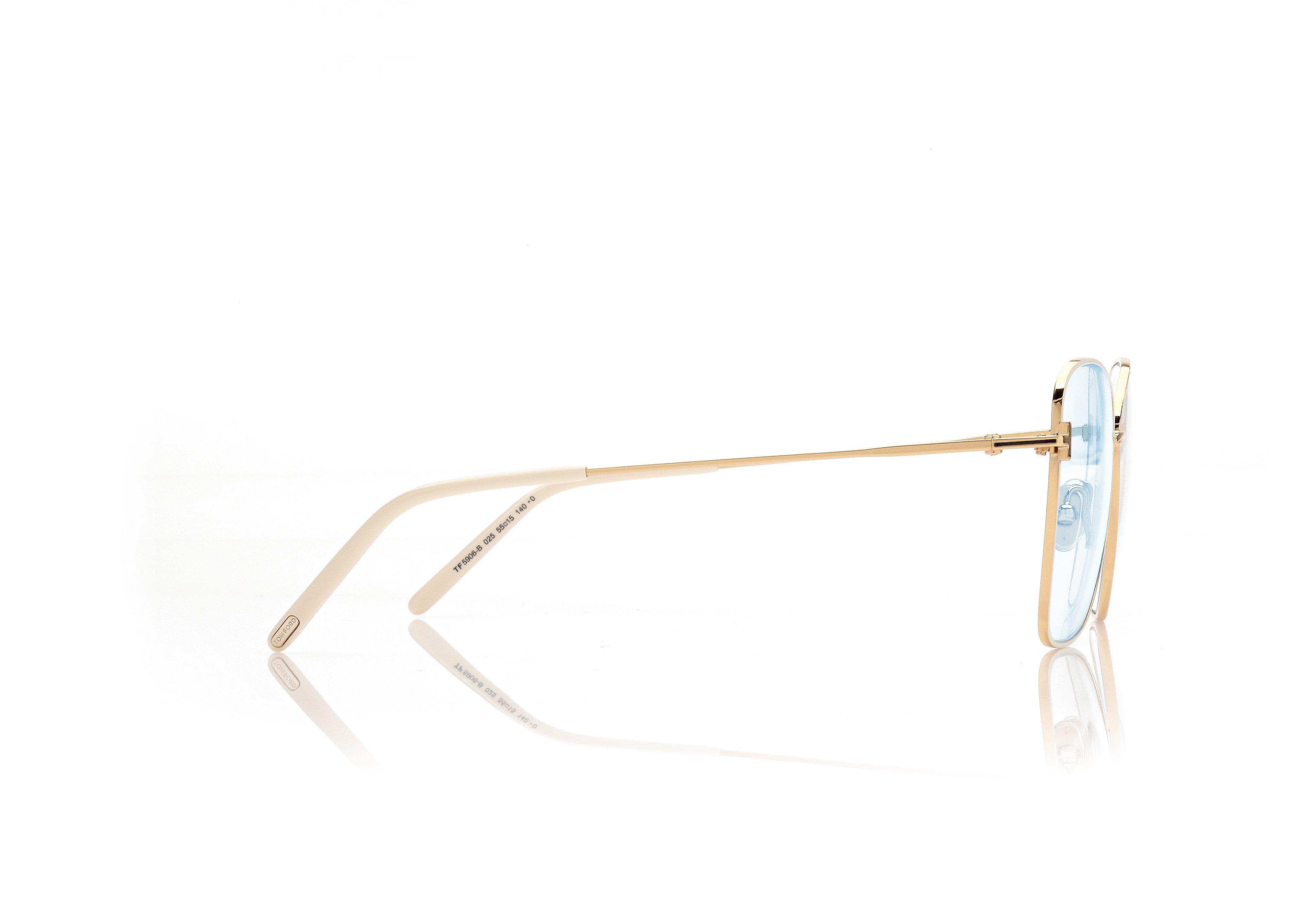 Tom Ford Woman Eyeglasses Gold Crystal Blue Light Block Butterfly FT5906-B 025 Tom Ford FT5906-B Eyeglasses | Select Eyewear main image 3