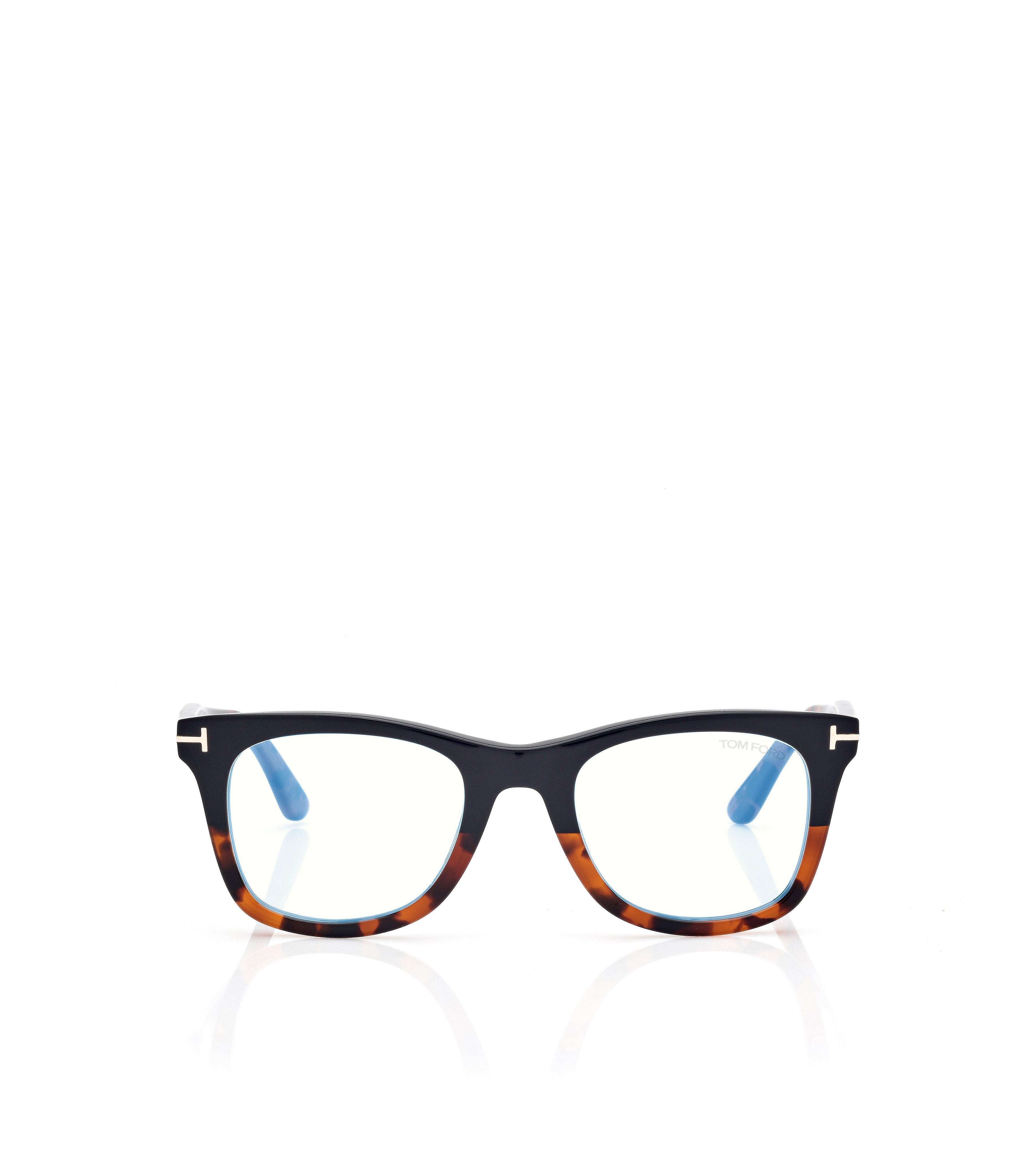 BLUE BLOCK SQUARE OPTICALS WITH CLIP ON SUNGLASSES
