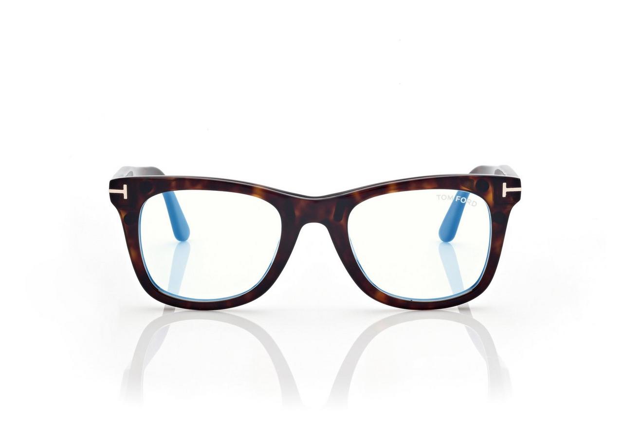 BLUE BLOCK SQUARE OPTICALS WITH CLIP ON SUNGLASSES image number 0