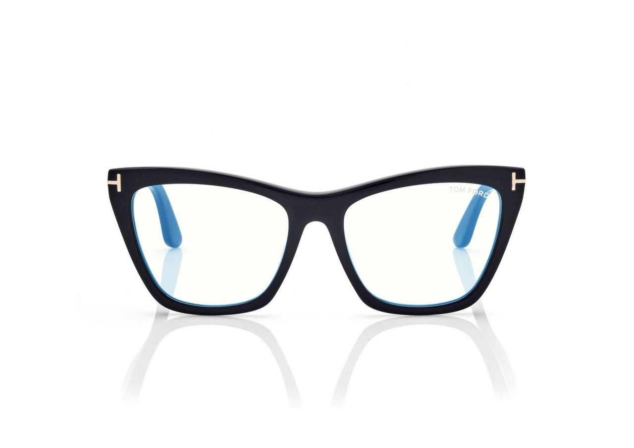 BLUE BLOCK CAT EYE OPTICALS WITH CLIP ON SUNGLASSES image number 0