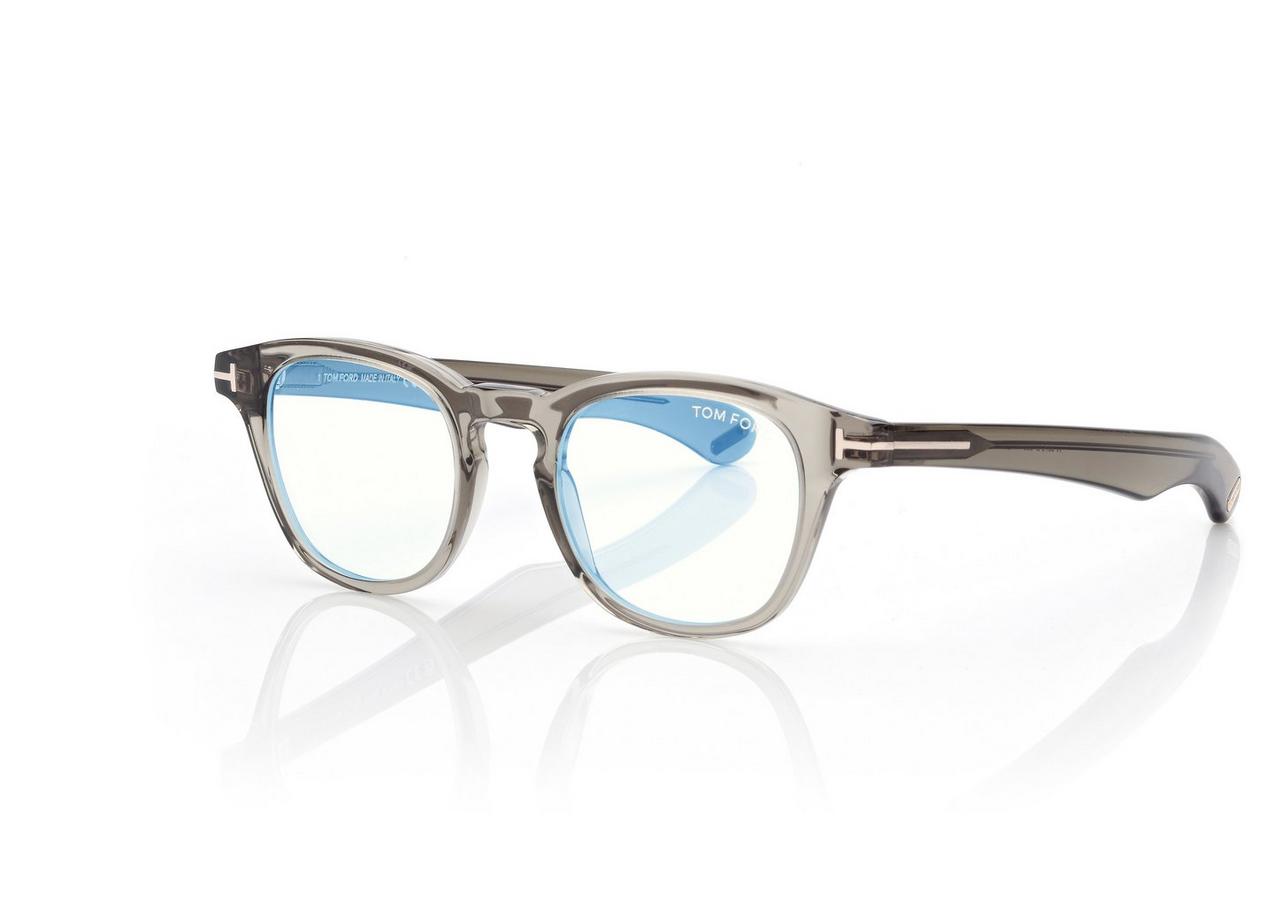 TOM FORD OM GREY BLUE BLOCK ROUND OPTICALS