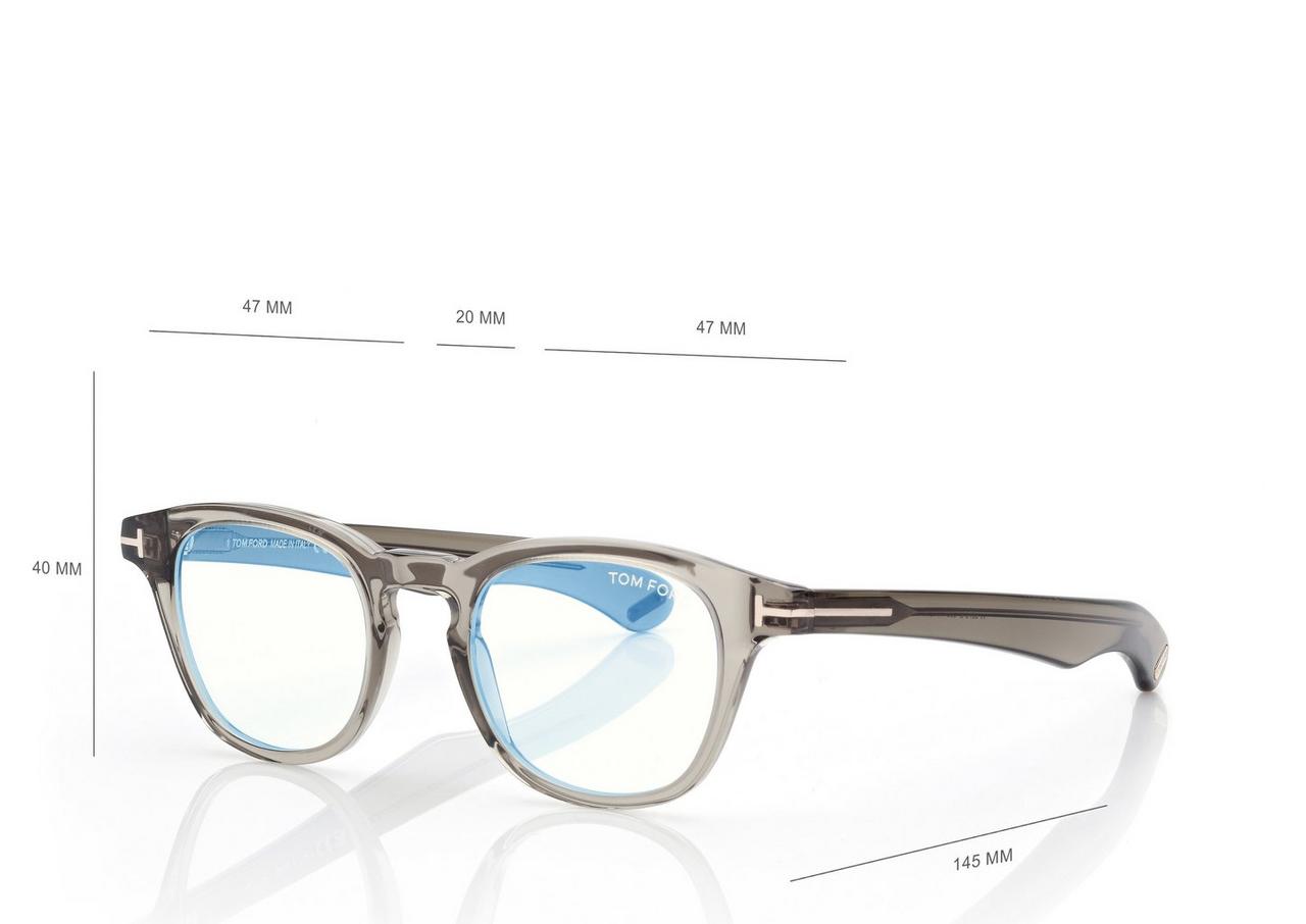 TOM FORD OM GREY BLUE BLOCK ROUND OPTICALS