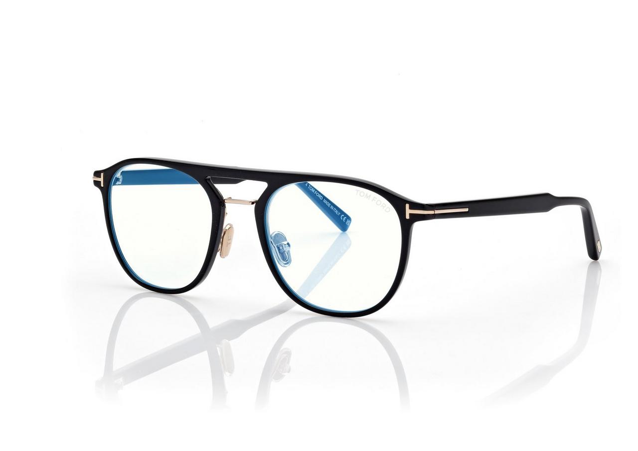TOM FORD OM BLACK BLUE BLOCK PILOT OPTICALS