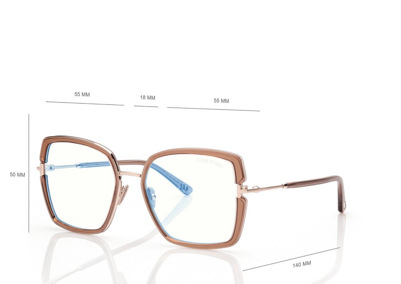TOM FORD OM OPAL HONEY BLUE BLOCK SQUARE OPTICALS